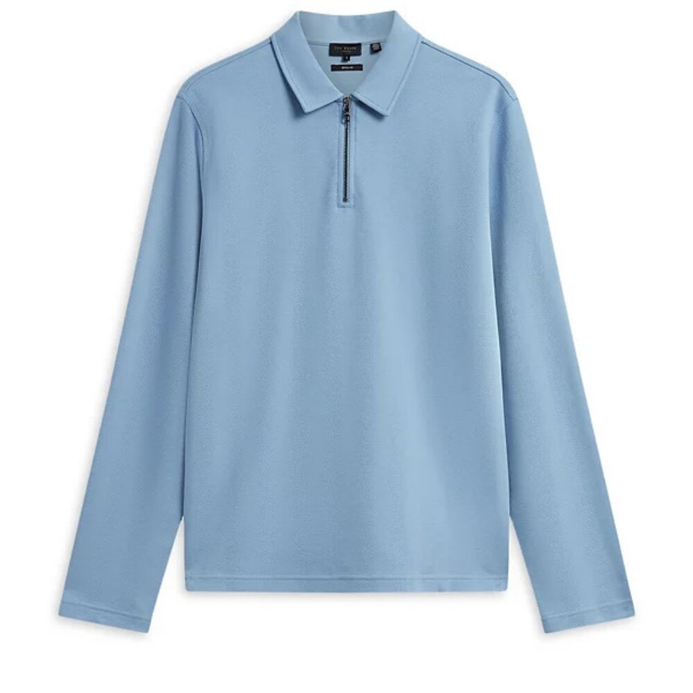 Ted Baker Kalend Men's Large (4) Blue 1/4 Zipper Pullover Shirt -New with Tags